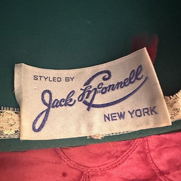 Vintage 50s-60s Green Wool Peacock Feather Hat - Picture 7 of 7